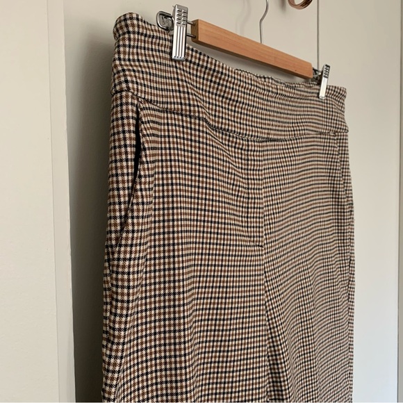 Straight Leg Ankle Dress Pants Brown Gingham Sz 16 - Picture 4 of 12